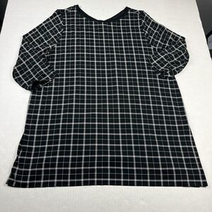 J.Jill Wearever Black White Plaid Tunic Top Stretch Workwear Travel Knit XL